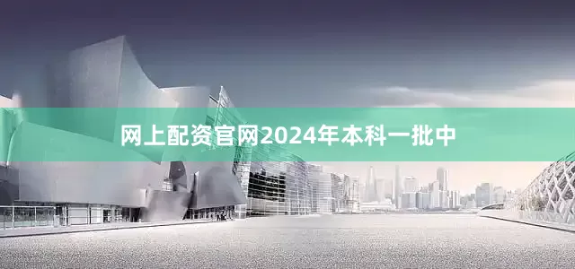 网上配资官网2024年本科一批中